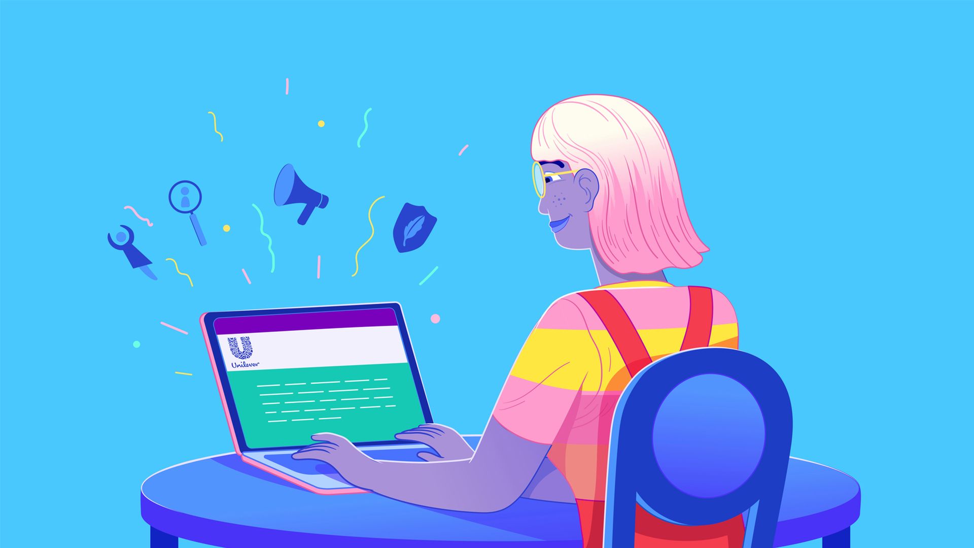 Seorang wanita bekerja pada laptop