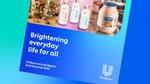 Sampul Laporan Tahunan dan Akun Unilever 2024 yang menampilkan citra merek Magnum, Dove, dan Hellmann